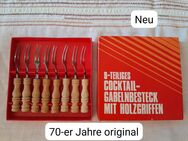 Original 70-er Jahre Cocktailbesteck, rostfrei, 8tlg. Cocktailbesteck mit Holzgriff, in OVP - Mülheim (Ruhr)