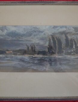 Aquarell , Landschaft , signiert Rolf Thies , datiert 54 , Ansicht 27cm x 14cm , Galerie Commeter - Hamburg - Görlitz