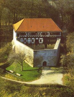 AK Postkarte Wäscherschloss Wäscherburg Paul Kaisser Luftbild farbe - Spraitbach