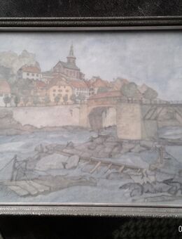Stadtstaffage von Laufenburg am Hochrhein Aquarell Monogrammiert.. um 1900 Umfeld Gustav Schönleber  1851-1917 - Sternenfels