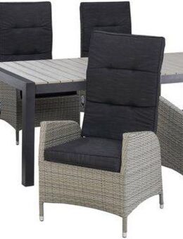 KONIFERA Garten-Essgruppe Alva, (Set, 13-tlg., 6x Stuhl, 1x Tisch ausziehbar 205-275 cm, inkl. Auflagen), Aluminium, Polyrattan, Rückenlehnen stufenlos verstellbar, Grau