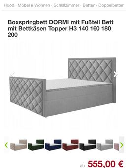 Boxspringbett 160x200 Hellgrau mit Bettkästen & Topper - Marburg