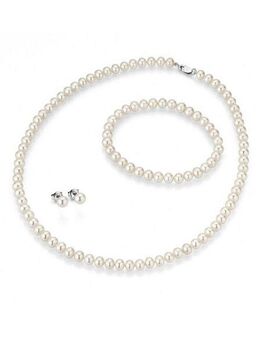 Firetti Schmuckset Multipack Schmuck Geschenk Silber 925 Halskette Armband Ohrstecker (Set, 4-tlg), Made in Germany - mit Süßwasserzuchtperlen