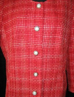 NEU * Edel * Original VINTAGE * Karo- Noppen Style * Kurz * Kostüm * Anzug * Blazer *Jacke "FAIR LADY" Gr. 22/ 44 * L * rot * weiß * - Riedlingen