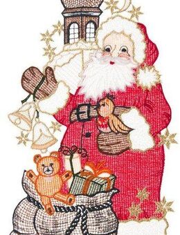W. Reuter & Sohn - Plauener Spitze® Fensterbild Fensterbild "Santa Claus"(langer Mantel) farbig
