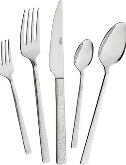 Mulex Besteck-Set Besteck Genua, mit gehämmerter Struktur (60-tlg), 12 Personen, Chromstahl, ein Besteck mit außergewöhnlichem, glamourösen Design