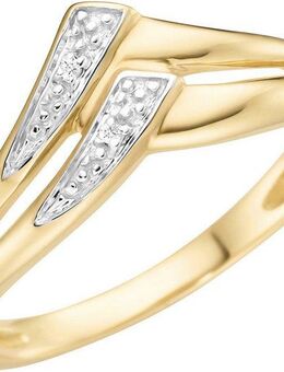 Firetti Fingerring Schmuck Geschenk Gold 375 Damenring Goldring V-förmig bicolor, mit Diamanten