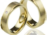 Edelstahlringe MOR28 mit goldfarbiger Beschichtung und Diamant - Aholming