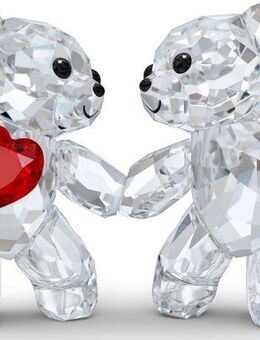 Swarovski Dekofigur Kristallfigur "LIEBE" Kris Bär Zusammen glücklich (1 St), Swarovski® Kristall mit schwarzem Emaille