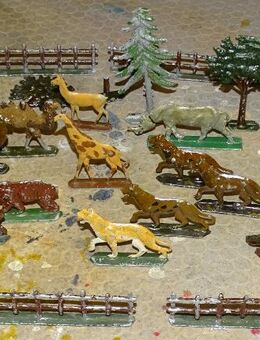 Zinnfiguren alt Zoofiguren für Setzkasten Sammler Museum 24tlg 1900 - Spraitbach