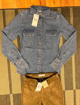 Wildlederleggings, Jeanshemd sexy Look Kombi Mango Neu Gr. xxs - Bremen