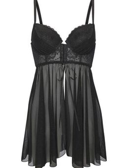 LASCANA Negligé mit Schale & Haken und Ösen - Vorderverschluss, Reizwäsche, Dessous