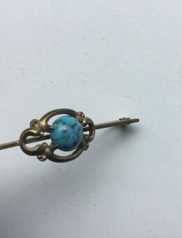 Damen Schmuck Brosche Antik Vergoldet mit Türkis Jugendstil - Fulda