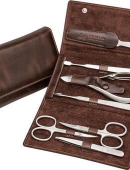 ERBE Maniküre-Etui Tuscany, 7 tlg., Antikleder-Etui mit Druckknopf, rostfrei