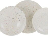 CreaTable Teller-Set Confetti, Tellerset 12-tlg. (12-tlg), 4 Personen, Steinzeug, Unregelmäßige bunte Punkte, Gute Laune Geschirr, Frisch, Freundlich