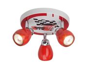 Brilliant LED Deckenstrahler RACING, LED wechselbar, Warmweiß, Spotrondell rot/weiß-schwarz, 3 x GU10 max. 3W, 11cm Höhe, Metall