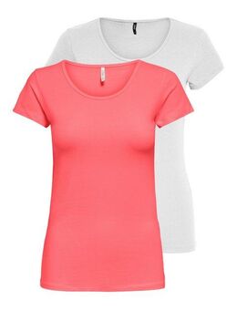 ONLY Rundhalsshirt ONLLIVELOVE LIFE S/S O-NECK TOP (Packung, 2-tlg)