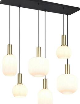 TRIO Leuchten Pendelleuchte DIVA, E27 Hängelampe 6-flammig mit Glasschirm, exkl 6xE27 max 10W, Leuchtmittel wechselbar, warmweiß - kaltweiß, höhenverstellbar bis max 150cm Hängeleuchte 92x 35 cm Wohnzimmer Küche