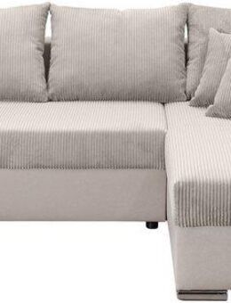 COLLECTION AB Ecksofa L-Form, Regalarmlehne mit LED RGB Beleuchtung,Bettfunktion und Bettkasten