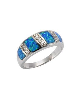 Vivance Fingerring 925/- Sterling Silber synth. Opal Zirkonia