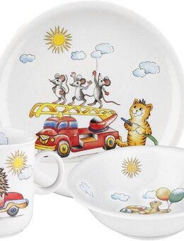Seltmann Weiden Kindergeschirr-Set Compact Flinker Flitzer (3-tlg), 1 Personen, Porzellan, Teller, Schüssel, Becher, Made in Germany, 3 Teile, für 1 Person