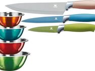 KING Allzweckmesser Metallic, 7tlg., 3 Messer, 4 Schüsseln aus Edelstahl