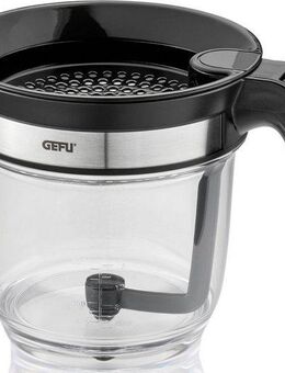 GEFU Fetttrennkanne FLUIDO, Edelstahl, Kunststoff, müheloses Entfetten von Suppen, Saucen und Bratenfonds, 1 L