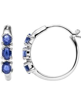 Vira Jewels Paar Creolen Silber 925 rhodiniert mit 6 blauen Saphir-Steinen