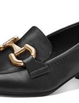 Tamaris Pumps, Blockabsatz, Businesschuh, Slipper mit goldfarbenem Schmuckelement