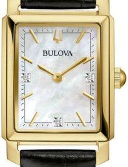 Bulova Quarzuhr 97P166, Armbanduhr, Damenuhr, Lederarmband, mit Diamanten