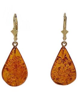Firetti Paar Ohrhänger Schmuck Geschenk Silber 925 Ohrschmuck Patentbrisur Bernstein Tropfen, Made in Germany - mit Bernstein