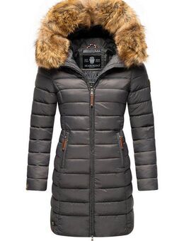 Marikoo Steppmantel Rose-Stepp zeitloser Winterparka mit großer Kunstfellkapuze