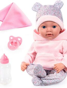 Bayer Babypuppe Reborn Baby, 38 cm Bärenmuster (4-tlg)