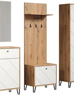 Places of Style Garderoben-Set Tarragona, (Komplett-Set, 5-St), Garderobenmöbel: Kommode, Spiegel, Sitzbank, Paneel und Schrnak