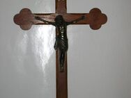 Altes Holzkreuz, Kreuz, Messing Jesus, 50 x 29 cm - Büdelsdorf