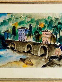 Meister-Aquarell FRITZ GREWENIG (1891), Kleinstadtszene in Frankreich 1925!! - Berlin