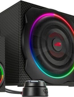 Speedlink GRAVITY CARBON RGB Subwoofer System aus Holz mit Bluetooth 2.1 Soundsystem 2.1 (Bluetooth, 120 W, 60 W RMS, 120 W Spitzenleistung, 3,5mm Klinke, AUX, Tischfernbedienung)