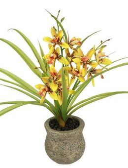 Kunstblume Kunstblume Schmetterling Orchidee mit Keramiktopf, I.GE.A., Höhe 38 cm, Mit Blätter Luftwurzeln Blume Kunstorchidee Phalaenopsis Kunstpflanze