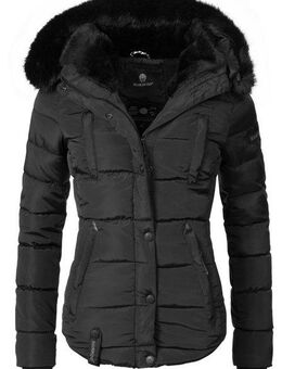 Marikoo Steppjacke Lotusblüte hochwertige Winter Jacke mit edler Kunstpelz Kapuze