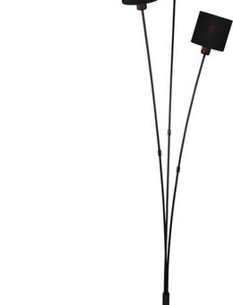 Reality Leuchten Stehlampe TOMMY, Stehleuchte 5-flammig, E14 max 40W mit Fussschalter, Ein-/Ausschalter, Leuchtmittel wechselbar, warmweiß - kaltweiß, Stehlampe Wohnzimmer mit Stoffschirmen in modernem schwarz-gold