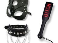 3 Teiliges Damen BDSM Fetisch Kostüm Set Katzenmaske Halskette Peitsche Schwarz 29,90* - Villingen-Schwenningen