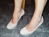 (08) ☺☺☺ Sexy Plateau High Heels Pumps beige Wildlederoptik oft getragen ☺☺☺ - Langenhagen