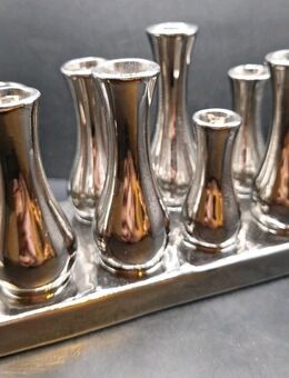 Keramik Vase silberfarbe 11cm hoch 17,5cm lang 9cm breit - Essen