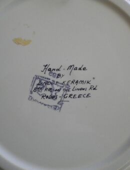 Lindos,Rodos,Griechenland-Keramik-Sammelteller,Handgemacht,ca. 24,5 cm - Linnich