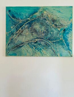 Acrylbild 60x80 cm in Beige—,Türkis- und Goldtönen - Rösrath Zentrum