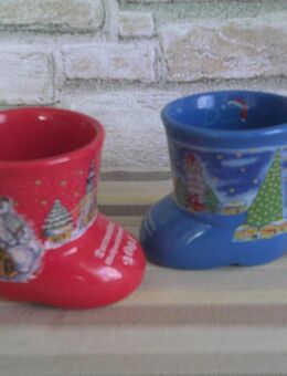 Tasse Weihnachtsstiefel 2003 / 2004 rot / blau - Unna
