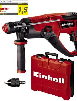 Einhell Bohrhammer TE-RH 28 5F (950W, Schlagzahl 4.500/Min, 3 J Schlagstärke, Dauerlaufarretierung, pneumatisches Schlagwerk, SDS-plus, Drehzahl-Elektronik, Metall-Bohrtiefenanschlag, inkl. E-Box) - Wuppertal