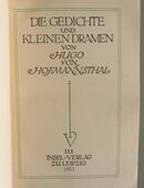 Hugo von Hofmannsthal: Die Gedichte und kleinen Dramen (1923) in 48155