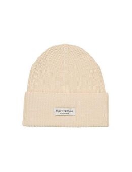 Marc O'Polo Beanie breiter Umschlag, Markenlabel, Rippstrick