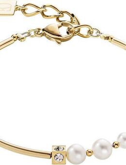 COEUR DE LION Armband Schmuck Geschenk Edelstahl Asymmetrie Würfelkette, Made in Germany - mit Kristallglas - mit Süßwasserzuchtperle